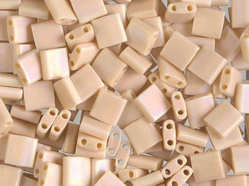 Tila™Beads 5x5 mm, 2 Holes, Opaque Pear Matted AB, Miyuki Japanese Beads