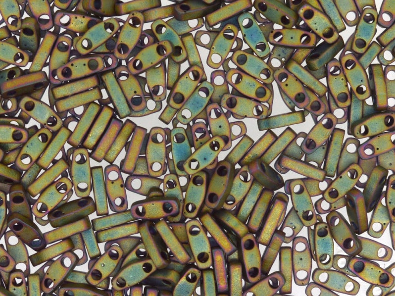 Quarter Tila™Beads 5x1.2x1.9 mm, 2 Holes, Matted Metallic Khaki Iris, Miyuki Japanese Beads
