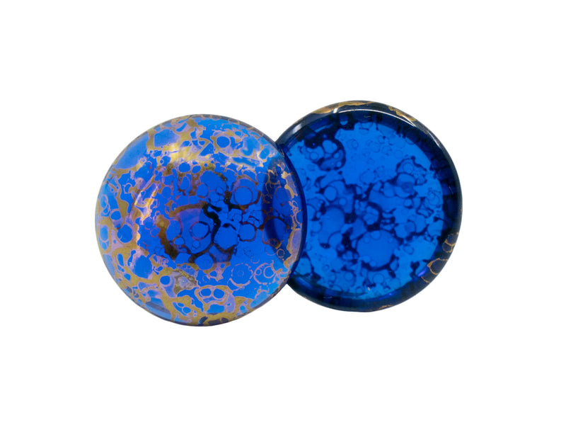 Czech Glass Cabochons 18 mm, Sapphire Bronze, Czech Glass
