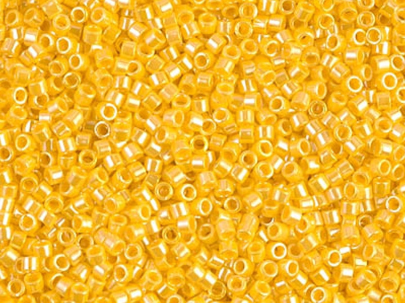 Delica Seed Beads 15/0, Opaque Canary Luster, Miyuki Japanese Beads