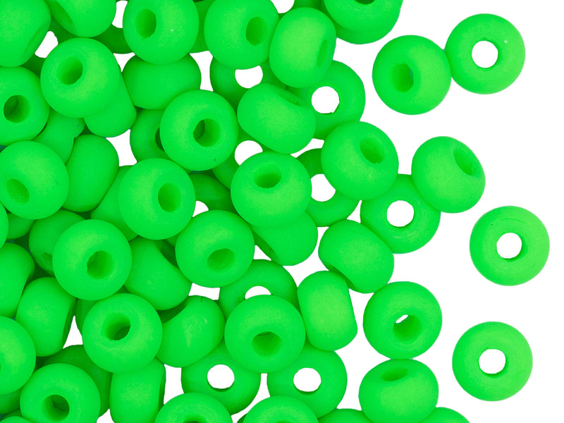 Pony Beads 7x5 mm, Neon Green, Czech Glass