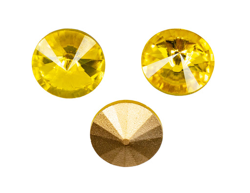 Matubo Rivoli 16 mm, Jonquil Gold Foiled, Czech Glass