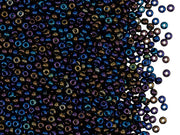 Rocailles Seed Beads 11/0, Black Iris Metallic, Czech Glass