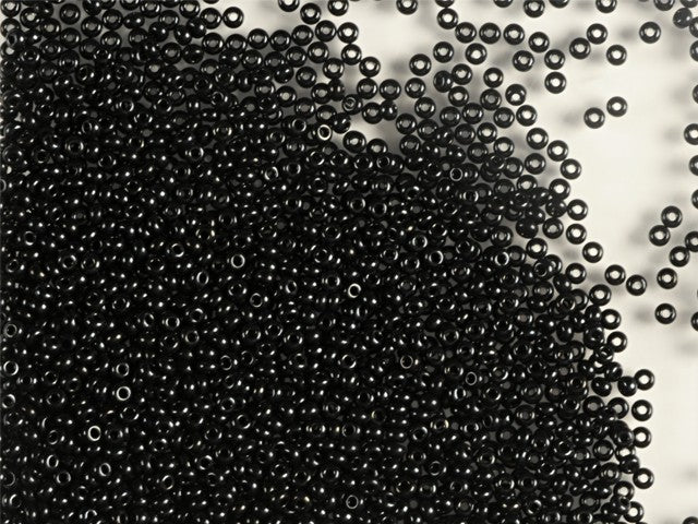 Rocailles Seed Beads 13/0, Jet Black, Czech Glass