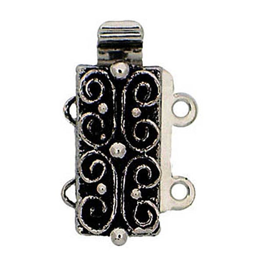 Clasps 13x6 mm, 2 Holes, Old Palladium Plated, Metal