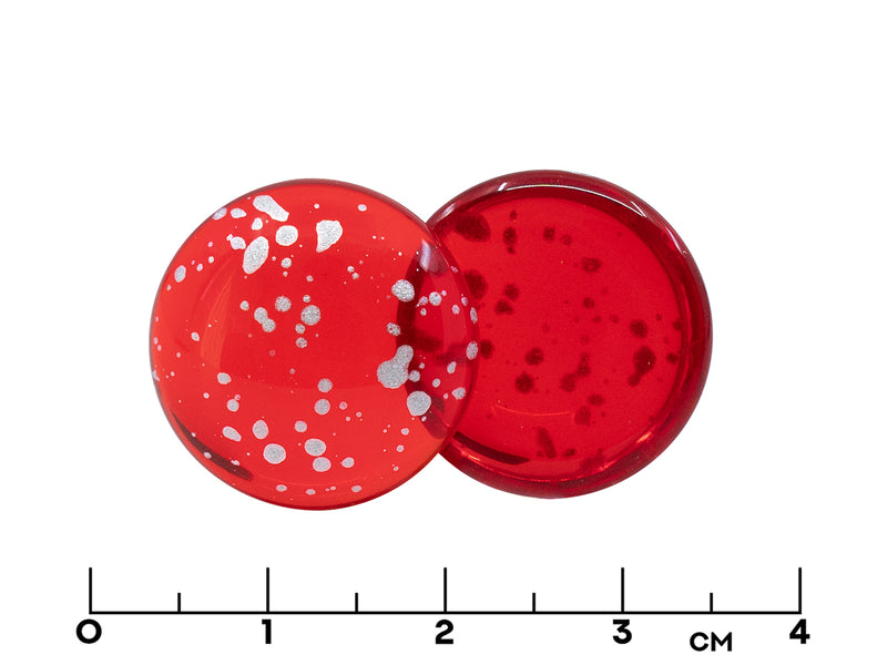 1 pc Czech Glass Cabochons 18 mm, Light Siam Splash Silver, Czech Glass