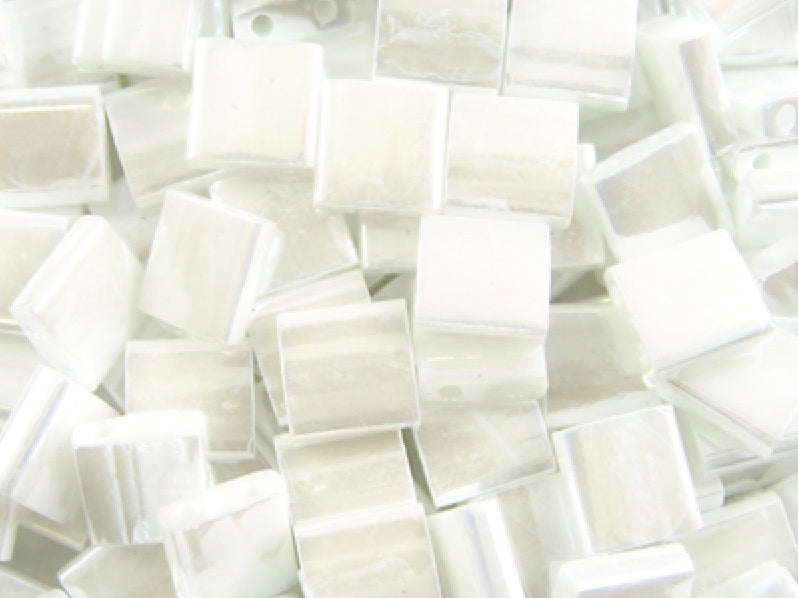 Tila™Beads 5x5 mm, 2 Holes, White Pearl Ceylon, Miyuki Japanese Beads
