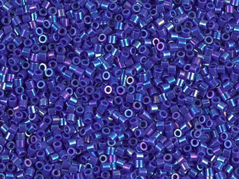 Delica Seed Beads 15/0, Opaque Royal Blue AB, Miyuki Japanese Beads