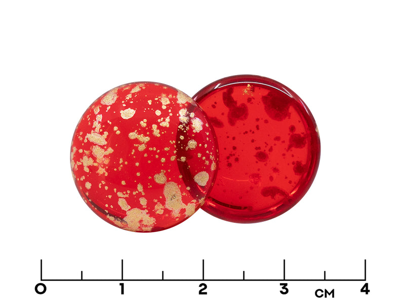 1 pc Czech Glass Cabochons 18 mm, Light Siam Splash Gold, Czech Glass