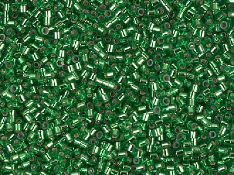 Delica Seed Beads 15/0, Light Green Silver Lined, Miyuki Japanese Beads