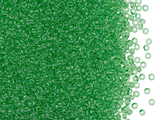 Rocailles Seed Beads 11/0, Crystal Light Green Solgel Colored, Czech Glass