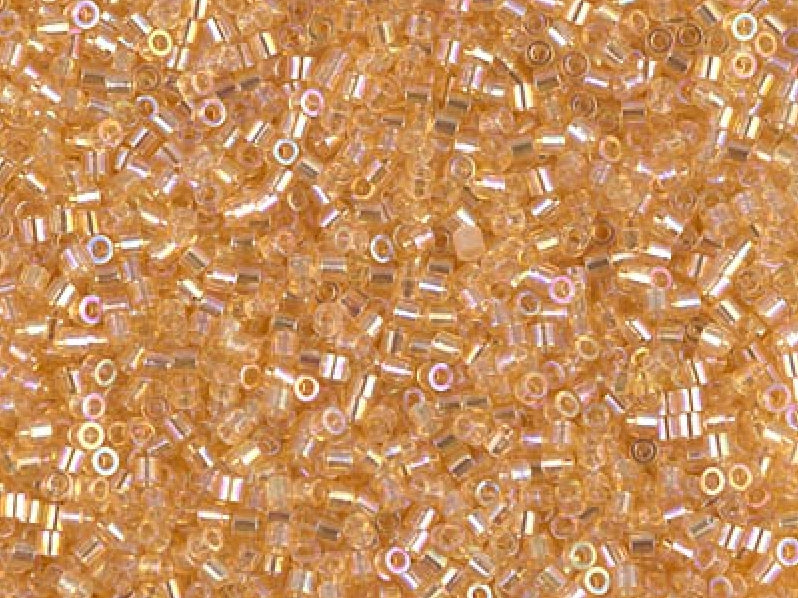 Delica Seed Beads 15/0, Transparent Light Amber AB, Miyuki Japanese Beads