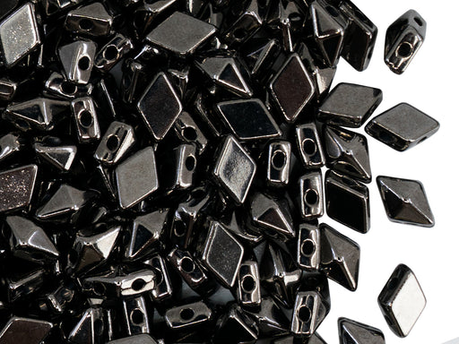 Diamonduo™ Beads 5x8 mm, 2 Holes, Plated Gunmetal, Metal