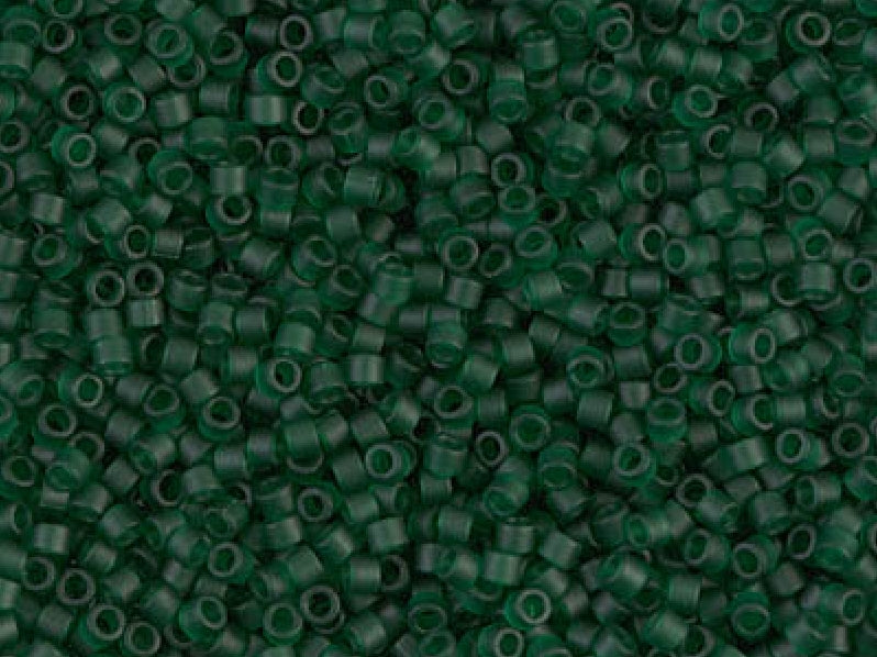 Delica Seed Beads 15/0, Transparent Dark Green Matted, Miyuki Japanese Beads