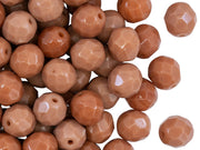 Fire Polished Faceted Beads Round 8 mm, Opaque Brown, Czech Glass