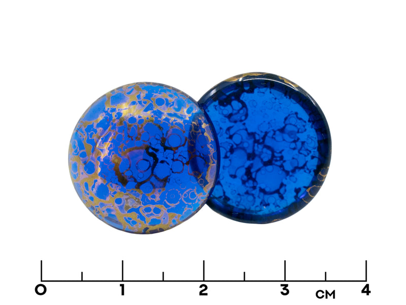1 pc Czech Glass Cabochons 18 mm, Sapphire Bronze, Czech Glass