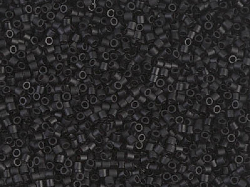 Delica Seed Beads 15/0, Black Matted, Miyuki Japanese Beads