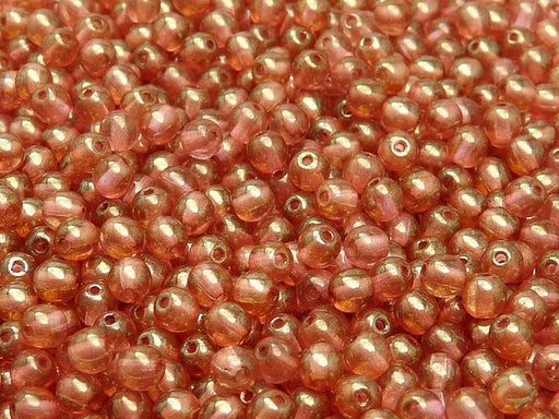 Round Beads 4 mm, Crystal Red Luster, Czech Glass