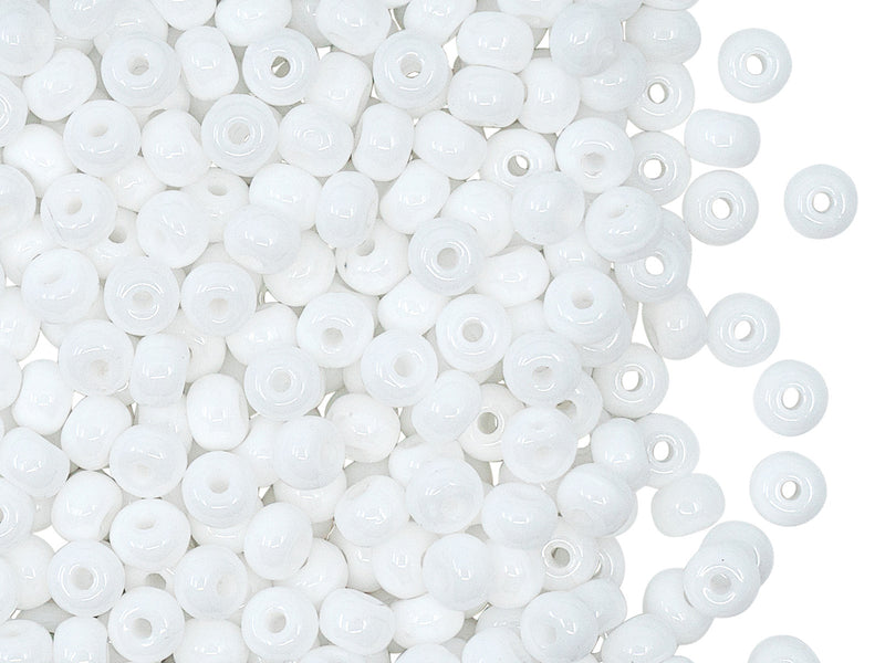 Pressed Seed Beads 4 mm, Opaque White, Czech Glass