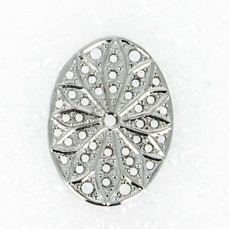 Filigree Oval 29x19 mm, Rhodium Plated, Metal