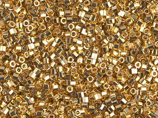 Delica Beads Cut 11/0, 24KT Gold Plated, Miyuki Japanese Beads