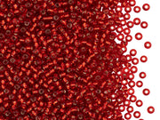 Rocailles 10/0, Red Transparent Silver Lined, Czech Glass