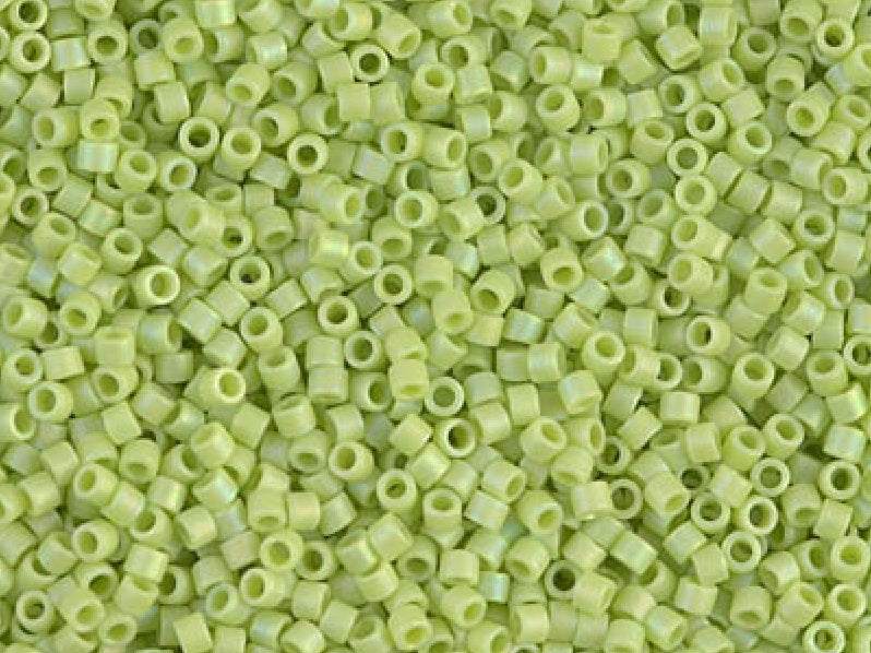 Delica Seed Beads 15/0, Opaque Chartreuse AB Matted, Miyuki Japanese Beads