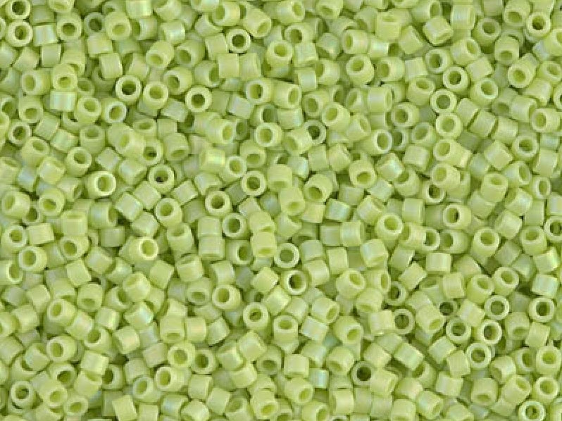 Delica Seed Beads 15/0, Opaque Chartreuse AB Matted, Miyuki Japanese Beads