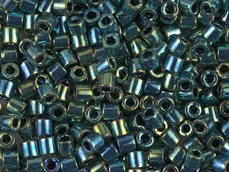 Delica Seed Beads 8/0, Metallic Green Luster, Miyuki Japanese Beads