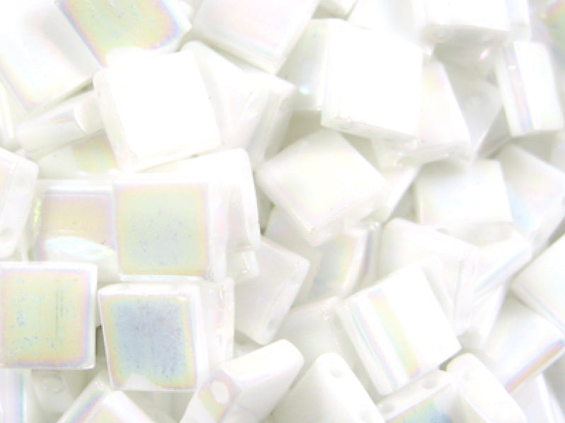 Tila™Beads 5x5 mm, 2 Holes, White Pearl AB, Miyuki Japanese Beads
