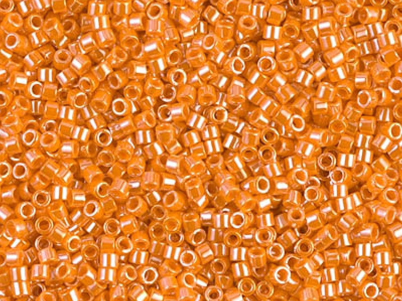 Delica Seed Beads 15/0, Opaque Mandarin Luster, Miyuki Japanese Beads