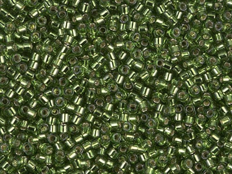 Delica Seed Beads 15/0, Olive Silver Lined, Miyuki Japanese Beads