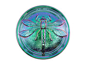 Czech Glass Button Hand Painted, Size 14 (31.5mm | 1 1/4''), Jet Vitrail Purple Green, Czech Glass