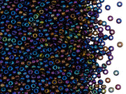 Rocailles Seed Beads 10/0, Transparent Dark Amethyst AB, Czech Glass