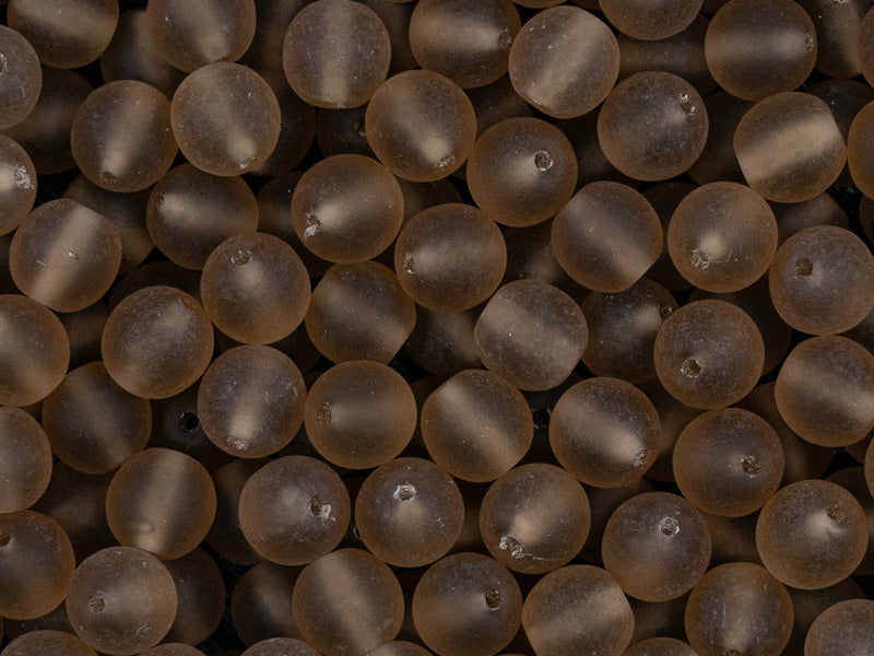 Round Beads 6 mm, Gray Brown Matte, Czech Glass