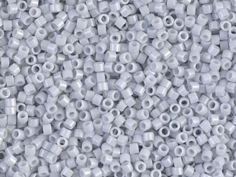 Delica Seed Beads 15/0, Opaque Light Gray Luster, Miyuki Japanese Beads