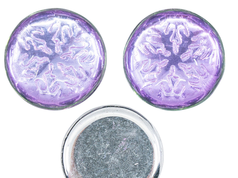 3 pcs Czech Glass Cabochons 21 mm, Crystal Vitrail Light, Czech Glass
