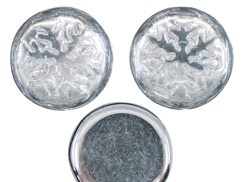 3 pcs Czech Glass Cabochons 21 mm, Crystal Labrador, Czech Glass