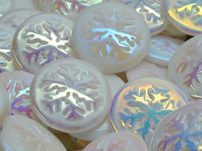 Czech Glass Cabochons 21 mm, Alabaster AB, Czech Glass