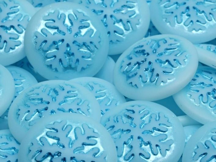 Czech Glass Cabochons 21 mm, Alabaster Matte Metallic Turquoise, Czech Glass