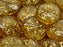 Czech Glass Cabochons 21 mm, Light Topaz Transparent with Gold Decor, Czech Glass