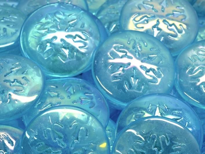 Czech Glass Cabochons 21 mm, Aquamarine AB, Czech Glass