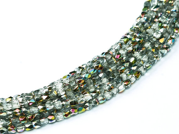 150 pcs Fire Polished Faceted Beads Round, 2mm, Crystal Vitrail, Czech Glass