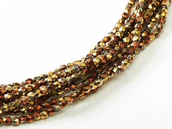 150 pcs Fire Polished Faceted Beads Round, 2mm, Crystal California Gold Rush, Czech Glass