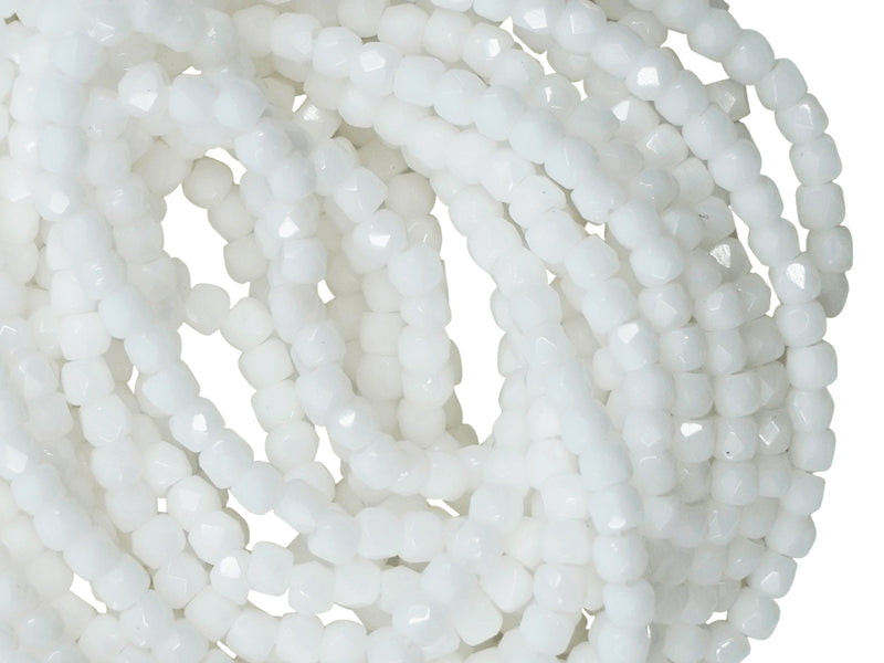 150 pcs Fire Polished Faceted Beads Round, 2mm, Chalk White, Czech Glass