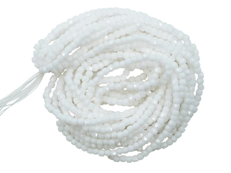150 pcs Fire Polished Faceted Beads Round, 2mm, Chalk White, Czech Glass