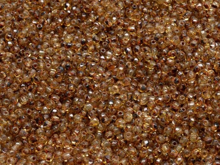 Fire Polished Faceted Beads Round 2 mm, Crystal Travertine, Czech Glass