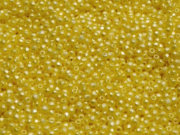 Fire Polished Faceted Beads Round 2 mm, Pastel Yellow, Czech Glass