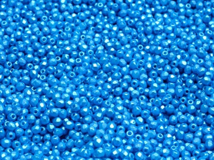 Fire Polished Faceted Beads Round 2 mm, Pastel Turquoise, Czech Glass