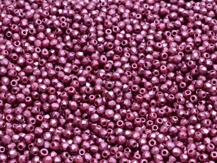 Fire Polished Faceted Beads Round 2 mm, Pastel Burgundy, Czech Glass